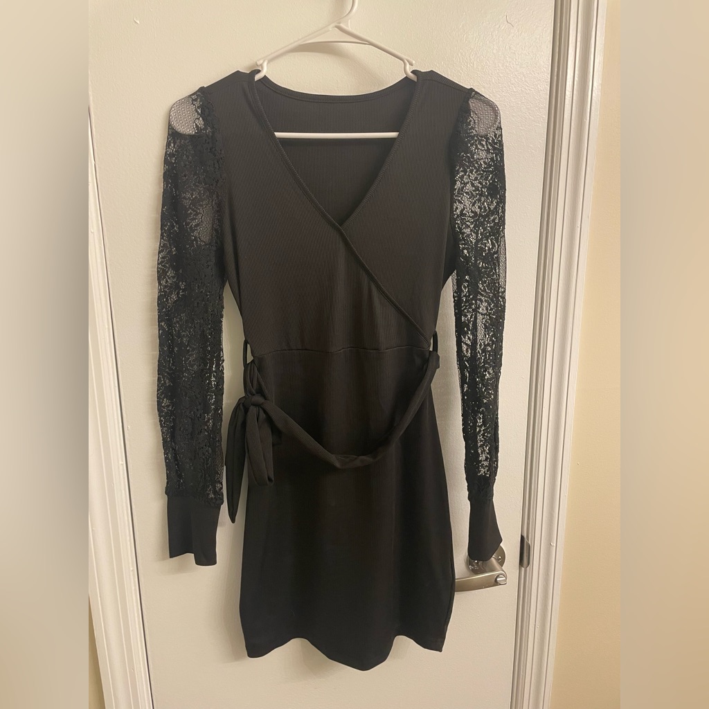 Shein Black Lace Long Sleeve Dress